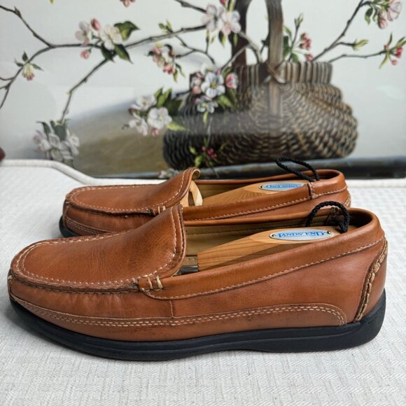 Dockers Mens Leather Loafers Size 8M Brown Catalina Slip-On Shoes - Picture 1 of 10